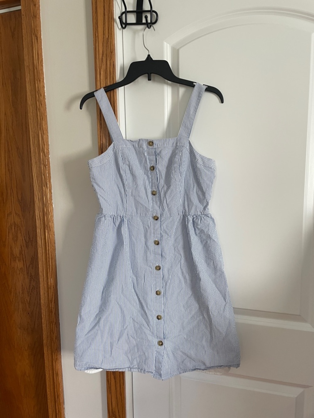 J. Crew Blue & White Striped Button-Front Top